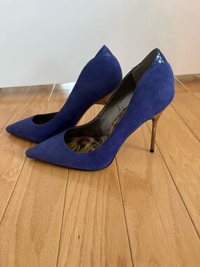 Sam Edelman Pointed-Toe Blue Suede Stiletto Pumps